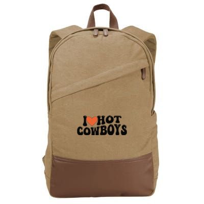 I Love Hot Cowboys Groovy Retro I Love Cowboys Cotton Canvas Backpack