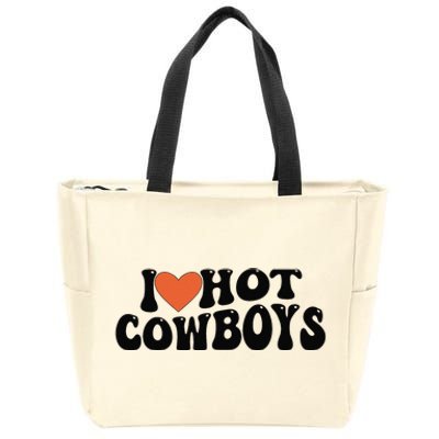 I Love Hot Cowboys Groovy Retro I Love Cowboys Zip Tote Bag