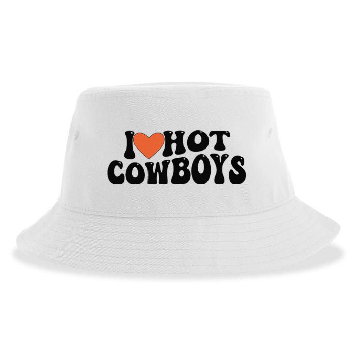 I Love Hot Cowboys Groovy Retro I Love Cowboys Sustainable Bucket Hat