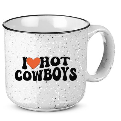 I Love Hot Cowboys Groovy Retro I Love Cowboys 15oz Campfire Ceramic Mug