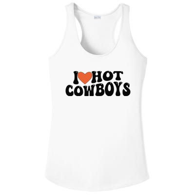 I Love Hot Cowboys Groovy Retro I Love Cowboys Ladies PosiCharge Competitor Racerback Tank