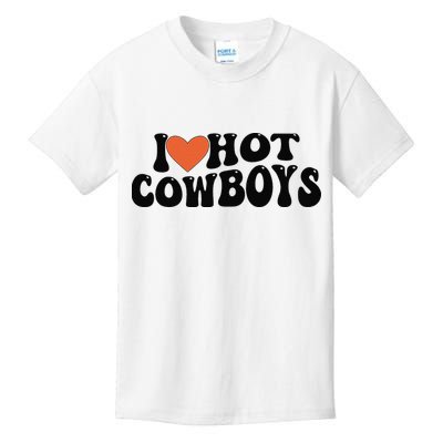 I Love Hot Cowboys Groovy Retro I Love Cowboys Kids T-Shirt
