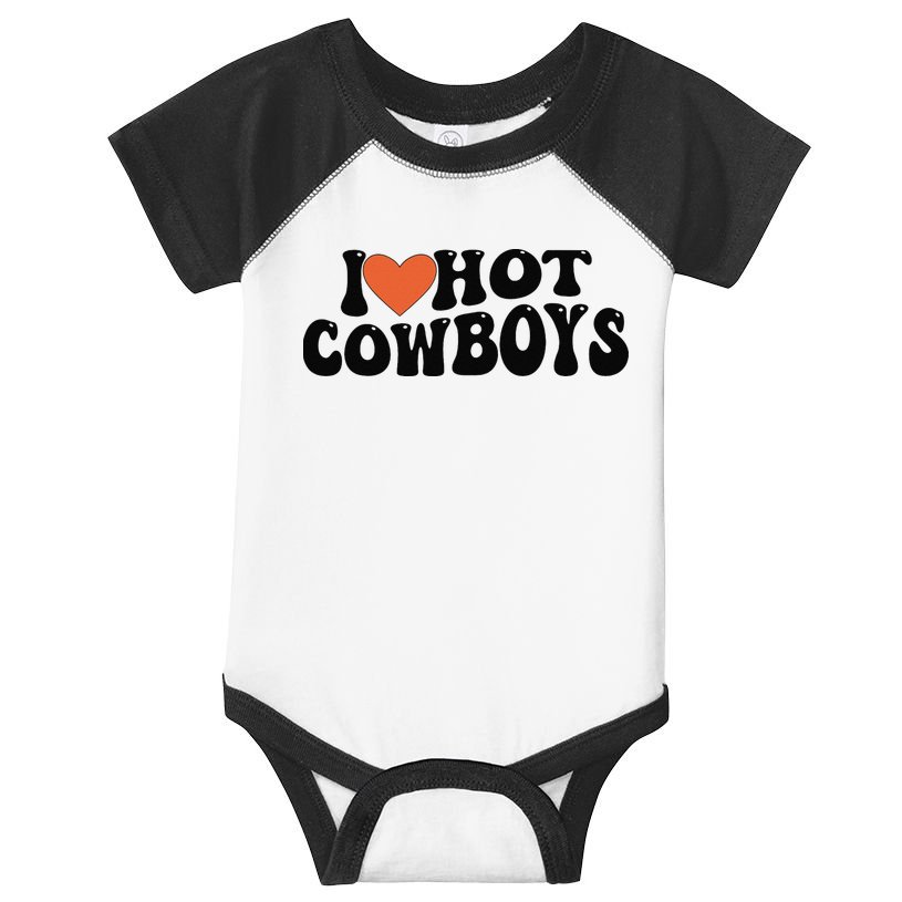 I Love Hot Cowboys Groovy Retro I Love Cowboys Infant Baby Jersey Bodysuit