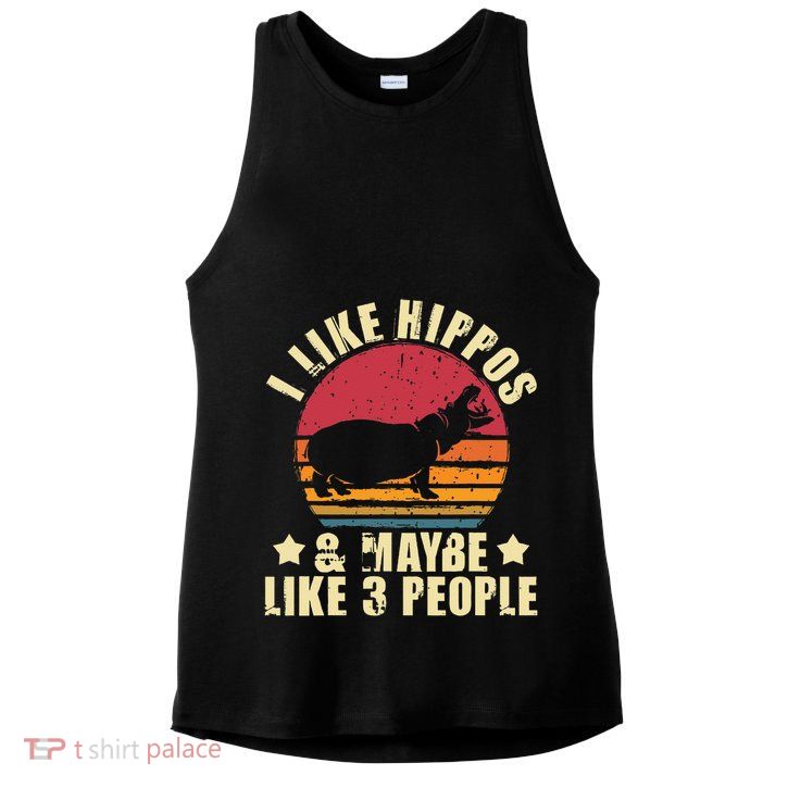 I Like Hippos & Maybe Like 3 People Zookeeper Hippopotamus Ladies PosiCharge Tri-Blend Wicking Tank