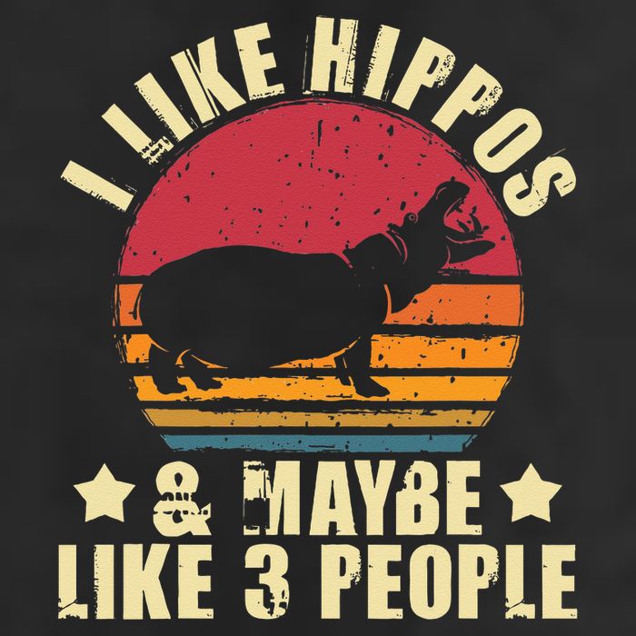 I Like Hippos & Maybe Like 3 People Zookeeper Hippopotamus 7 Panel Mesh Trucker Snapback Hat