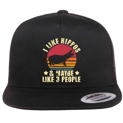 I Like Hippos & Maybe Like 3 People Zookeeper Hippopotamus Flatbill Hat