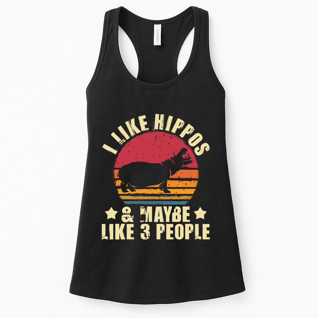 I Like Hippos & Maybe Like 3 People Zookeeper Hippopotamus Womens Tank Top