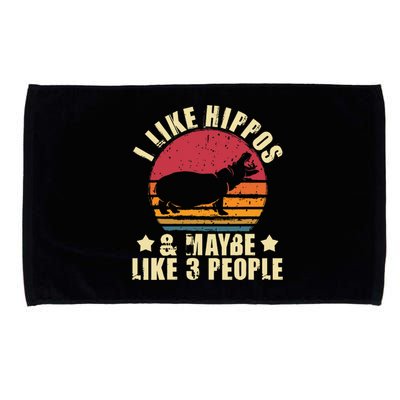 I Like Hippos & Maybe Like 3 People Zookeeper Hippopotamus Microfiber Hand Towel