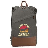 I Like Hippos & Maybe Like 3 People Zookeeper Hippopotamus Cotton Canvas Backpack