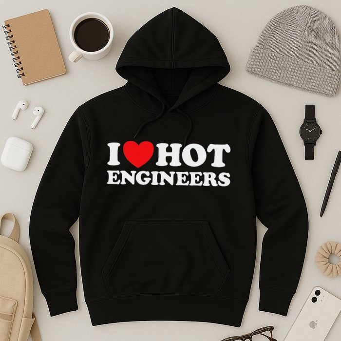 I Love Hot Engineers Funny Math Science Construct Invent Job Hoodie