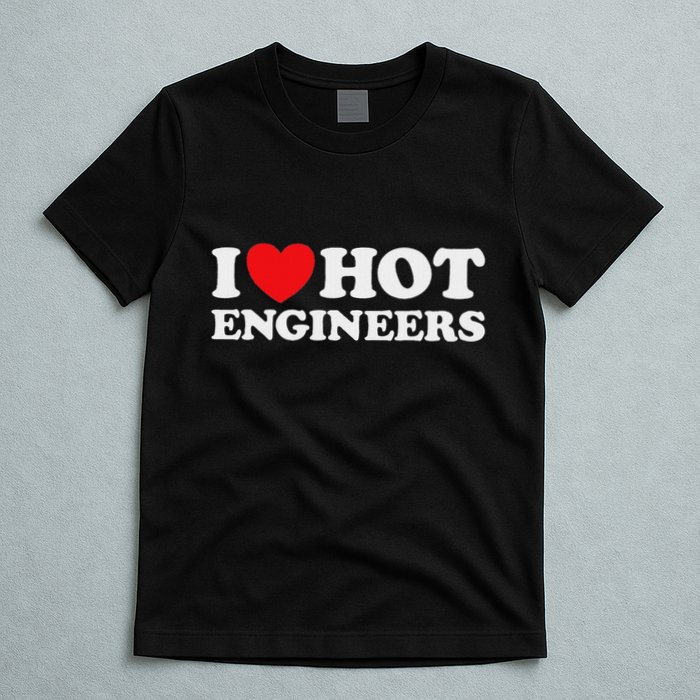 I Love Hot Engineers Funny Math Science Construct Invent Job T-Shirt