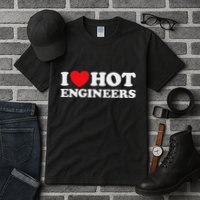 I Love Hot Engineers Funny Math Science Construct Invent Job Tall T-Shirt