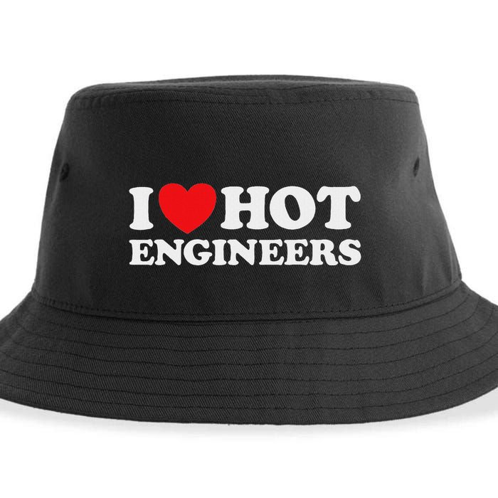 I Love Hot Engineers Funny Math Science Construct Invent Job Sustainable Bucket Hat