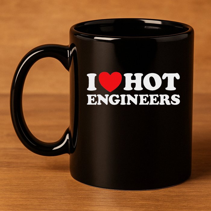 I Love Hot Engineers Funny Math Science Construct Invent Job 11oz C Handle Ceramic Mug
