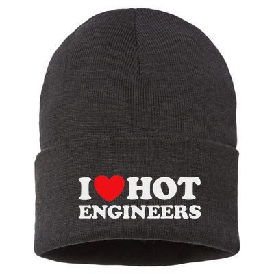I Love Hot Engineers Funny Math Science Construct Invent Job Sustainable Knit Beanie