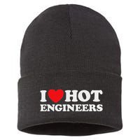 I Love Hot Engineers Funny Math Science Construct Invent Job Sustainable Knit Beanie