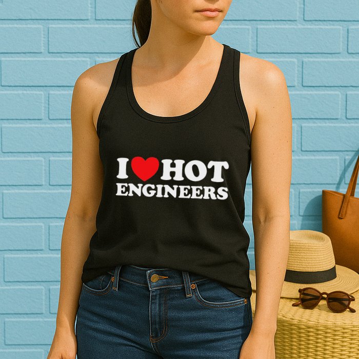 I Love Hot Engineers Funny Math Science Construct Invent Job Womens Tank Top