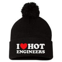 I Love Hot Engineers Funny Math Science Construct Invent Job Pom Pom 12in Knit Beanie