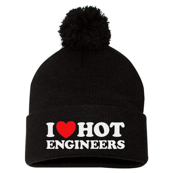 I Love Hot Engineers Funny Math Science Construct Invent Job Pom Pom 12in Knit Beanie