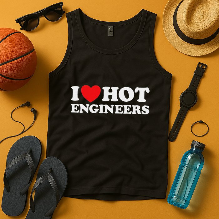 I Love Hot Engineers Funny Math Science Construct Invent Job Tank Top