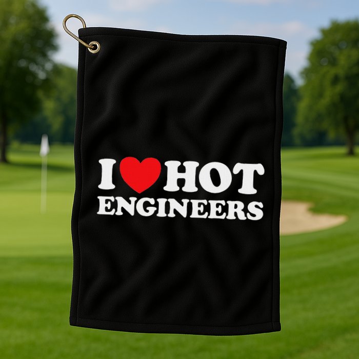 I Love Hot Engineers Funny Math Science Construct Invent Job Golf Towel