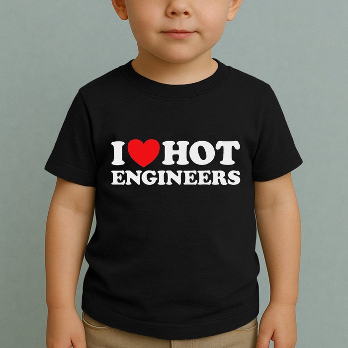 I Love Hot Engineers Funny Math Science Construct Invent Job Toddler T-Shirt