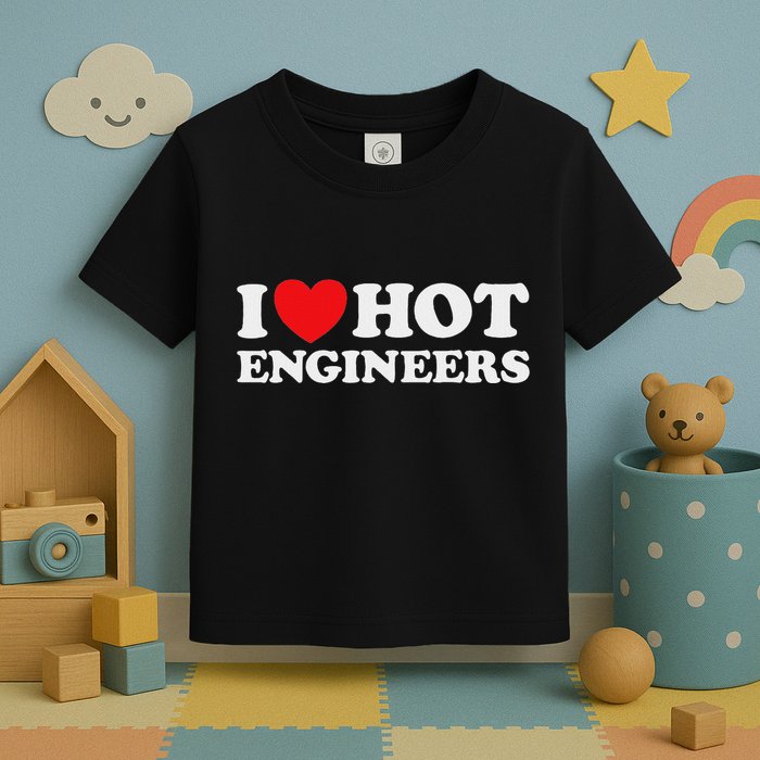 I Love Hot Engineers Funny Math Science Construct Invent Job Toddler T-Shirt