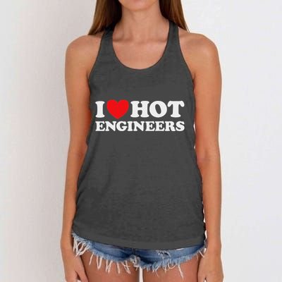 I Love Hot Engineers Funny Math Science Construct Invent Job Women's Knotted Racerback Tank