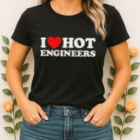 I Love Hot Engineers Funny Math Science Construct Invent Job Womens T-Shirt