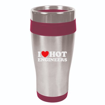 I Love Hot Engineers Funny Math Science Construct Invent Job 16oz Travel Tumbler