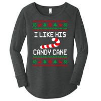 I Like His Candy Cane Funny Couples Ugly Christmas Sweater Women's Perfect Tri Tunic Long Sleeve Shirt