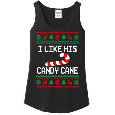 I Like His Candy Cane Funny Couples Ugly Christmas Sweater Ladies Essential Tank