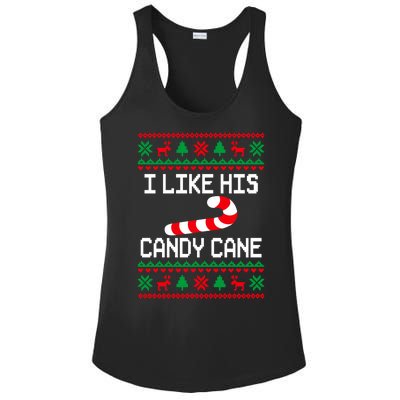 I Like His Candy Cane Funny Couples Ugly Christmas Sweater Ladies PosiCharge Competitor Racerback Tank