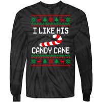 I Like His Candy Cane Funny Couples Ugly Christmas Sweater Tie-Dye Long Sleeve Shirt