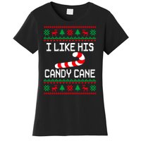 I Like His Candy Cane Funny Couples Ugly Christmas Sweater Women's T-Shirt