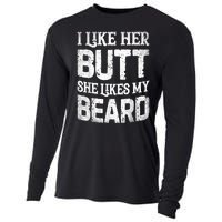 I Like Her Butt She Likes My Beard Funny Joke Cooling Performance Long Sleeve Crew