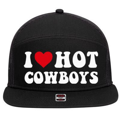 I Love Hot Cow I Heart Cow Funny Country Western 7 Panel Mesh Trucker Snapback Hat