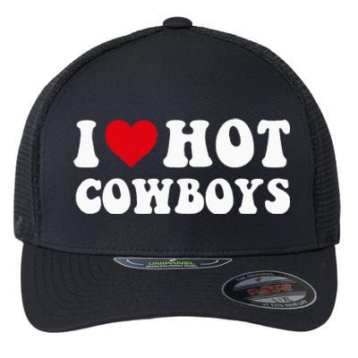 I Love Hot Cow I Heart Cow Funny Country Western Flexfit Unipanel Trucker Cap