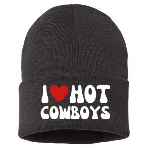 I Love Hot Cowboys I Heart Cowboys Funny Country Western Sustainable Knit Beanie