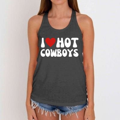 I Love Hot Cowboys I Heart Cowboys Funny Country Western Women's Knotted Racerback Tank