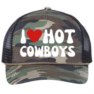 I Love Hot Cowboys I Heart Cowboys Funny Country Western Retro Rope Trucker Hat Cap