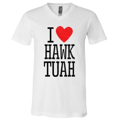 I Love Hawk Tuah Heart Guy Spit Joke Wet That Thang V-Neck T-Shirt