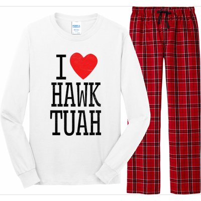 I Love Hawk Tuah Heart Guy Spit Joke Wet That Thang Long Sleeve Pajama Set