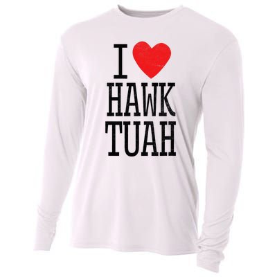 I Love Hawk Tuah Heart Guy Spit Joke Wet That Thang Cooling Performance Long Sleeve Crew