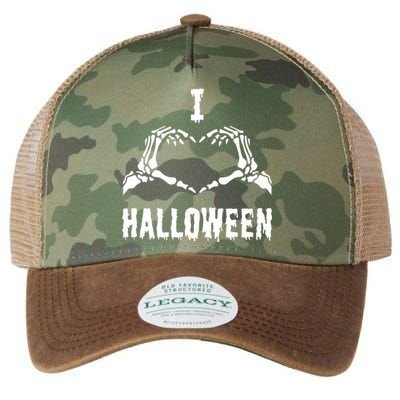 I Love Halloween Skeleton Heart Hands Cool Gift Legacy Tie Dye Trucker Hat