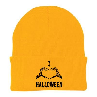 I Love Halloween Skeleton Heart Hands Cool Gift Knit Cap Winter Beanie