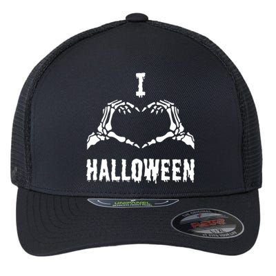 I Love Halloween Skeleton Heart Hands Cool Gift Flexfit Unipanel Trucker Cap