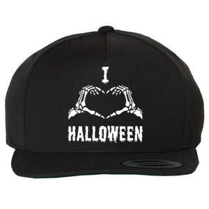 I Love Halloween Skeleton Heart Hands Cool Gift Wool Snapback Cap