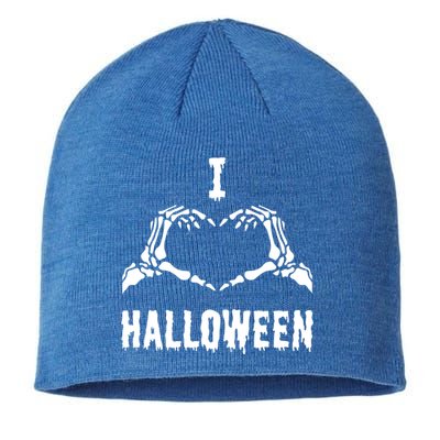 I Love Halloween Skeleton Heart Hands Cool Gift Sustainable Beanie