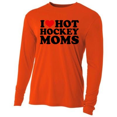 I Love Hot Hockey Moms Cool Gift I Heart Hot Hockey Moms Cute Gift Cooling Performance Long Sleeve Crew